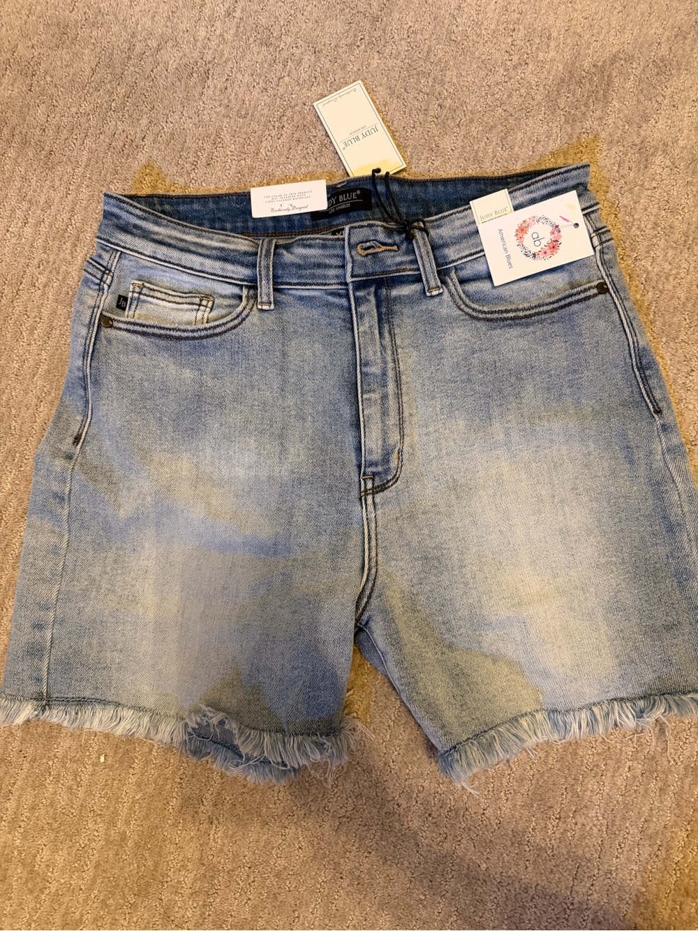 Judy Blue Light Blue Denim Shorts with Frayed Waistband